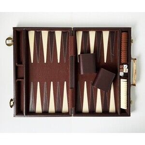 Chouette Vintage Backgammon Game Set in Faux Leather Briefcase - Complete